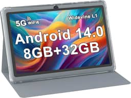 ZZB Tablet de 7 polegadas, Android 15, 8 GB de RAM (5 GB expansível), tablets ROM de 32 GB, suporta 1 TB MicroSD, Widevine L1, câmera dupla, tablet 5G WiFi-6 Android com capa, tablets de 7 polegadas +