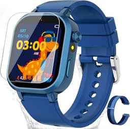 Relógio inteligente para crianças, jogos, câmera dupla, lanterna de reprodutor de música, despertador, tela sensível ao toque, presente para crianças de 3 a 12 anos (azul)