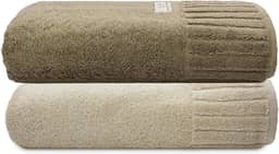 Jogo Toalha De Banho Gigante Ele/Ela Velour 500g/m², 100% Algodão, 02 Peças 85cm x 150cm, Toque Super Macio, Aconchegante, Melhor Absorção, Moderno E Sofisticado (Marrom/Bege)