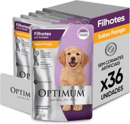 Pack Ração Úmida Optimum Sachê para Cães Filhotes Frango 100 g - 36 unidadaes