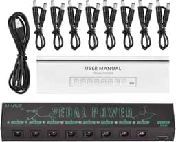 M-VAVE VEDO Pedal Power - Fonte de Alimentação para Pedais 9V com 8 Saídas Isoladas, Proteção Contra Sobrecarga, Entrada Type-C 5V 2A, Ideal para Pedalboard de Guitarra, Baixo e Efeitos Estável