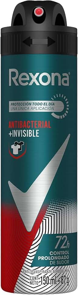 Desodorante Antitranspirante Aerosol Masculino Rexona Antibacterial + Invisible 72 horas 150ml (A embalagem pode variar)
