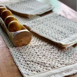 Jogos Americanos Sofisticados e Caminho de Mesa em Algodão Macramê Mesa Posta Decoração, Cor Cru