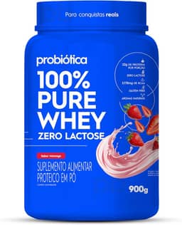 100% Pure Whey Zero Lactose (900G) - Morango, Probiótica