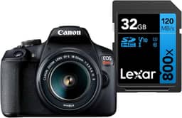 Câmera Digital Canon EOS Rebel T7+ S18-55 IS II BR kit com Cartão de Memória Lexar Blue 32GB