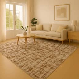 Tapete Jacquard para Sala 3x2 - Tapete Antiderrapante com Base EVA para Quarto e Escritório (Obra Arte Branco/Marrom,2.00x1.50)