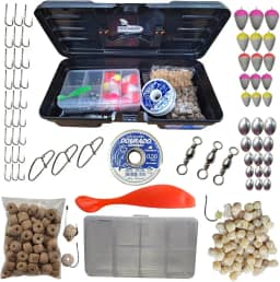 Kit Tralha Completo Com Caixa Maleta Anzol Linha Chumbo Boias