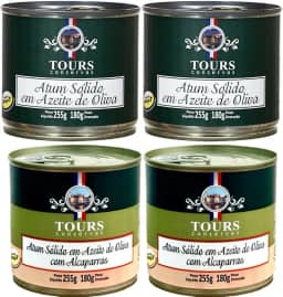 Atum em Lata Sólido Tours em Azeite de Oliva e Azeite com Alcaparras - 4 Un. - 255g