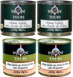 Atum em Lata Sólido Tours em Azeite de Oliva e Azeite com Alcaparras - 4 Un. - 255g