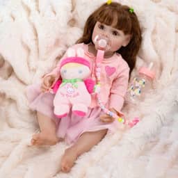 Bebê Reborn Boneca Silicone Menina Princesa Realista 55cm Olhos Castanhos Pode Dar Banho