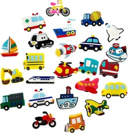 Ímãs de Geladeira Cute Multicolorido de Borracha 24 Peças com Estilo de Transporte para Geladeira e Quadros Brancos