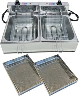 Fritadeira Elétrica Industrial 2 Cubas Inox 10 Litros com 2 Escorredores M(220)