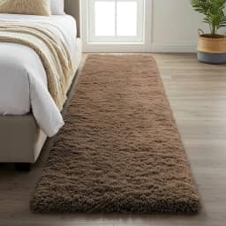 Tapete Passadeira Peludo 2,00 × 0,60 m – Shaggy Super Peludo Felpudo, Antiderrapante, Antialérgico, 100 % Poliéster, Alta Maciez para Quarto, Sala, Corredor (Marrom)