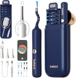 Kit De Ferramentas Para Limpeza e Remoção De Cera Do Ouvido Bebird Earsight Plus R37R, Câmera Otoscópica Flexível Com Luz, Pinça Sem Fio Para Remoção De Cera Do Ouvido (Azul)