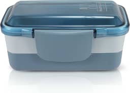 Marmita 2 Divisorias Vasilha Esquenta Fitness Congelar Pote Cor:Azul