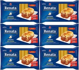 Kit com 6 Pacotes de Massa de Sêmola com Ovos para Lasanha Pré-Cozida de 200g cada - Renata