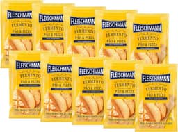 Kit 10 Fermento Biológico Pão e Pizza Seco Fleischmann 10g