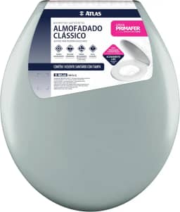 Atlas - Assento Sanitário Plástico Almofadado Clássico com Kit de Fixação, Cor Cinza