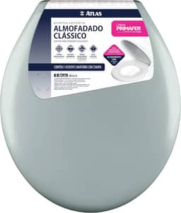 Atlas - Assento Sanitário Plástico Almofadado Clássico com Kit de Fixação, Cor Cinza