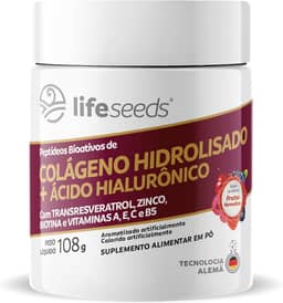 COLÁGENO HIDROLISADO + ÁCIDO HIALURÔNICO em Pó Solúvel com TRANSRESVERATROL, ZINCO, BIOTINA e VITAMINAS A, E, C e B5 - Sabor Frutas Vermelhas - 108g - 30 Doses