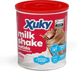 Xuky – Milkshake em Pó Sabor Chocolate 250g | Preparo Rápido com Leite | Textura Cremosa e Aerada | Ideal para Sobremesas e Bebidas Lácteas
