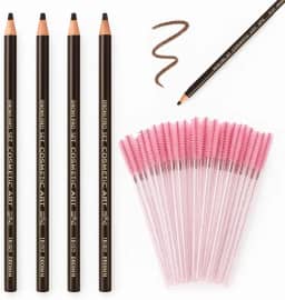 4 Lápis Dermatográficos Para Design de Sobrancelhas Marcação com 50 Escovinhas