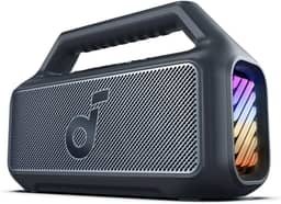soundcore Boom 2 da Anker, alto-falante 80W, Subwoofer, BassUp 2.0, 24H, IPX7 à Prova d’Água, Flutuante, Luzes RGB, USB-C, Equalizador Personalizado, Bluetooth 5.3, Portátil para Camping e Praia