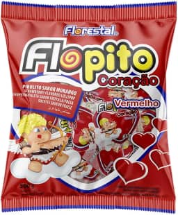 Pirulito Coração Vermelho Flopito 500gr - Florestal