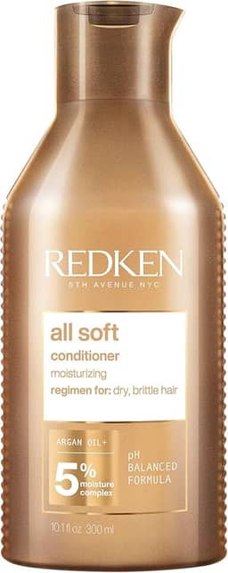Redken Condicionador All Soft, Promove hidratação profunda e 15x mais maciez, Maciez intensa, Fórmula com óleo de argan, Para cabelos secos e opacos, 300ml