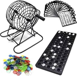 Genérico Jogo de Bingo Loto, Globo de Metal, Tabuleiro Semi Profissional para 18 Jogadores, Idade Mínima 60 Anos