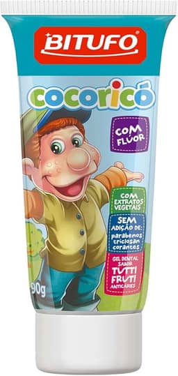 Bitufo Gel Dental Cocoricó Com Flúor Sabor Tutti Frutti 90 G