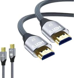 Cabo HDMI 2.1 8K Ultra HD de Alta Velocidade – 2 Metros, Nylon Reforçado, HDR, eARC, Dolby Vision e Dolby Atmos, Compatível com PS5, Xbox Series X/S, TVs e Monitores 4K/8K