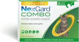 Nexgard COMBO Antipulgas e Sarna e Vermífugo para Gatos de 2,5kg a 7,5 kg - 3 aplicadores