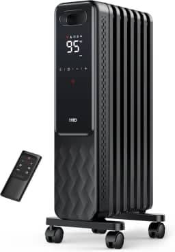 Dreo - Radiador com enchimento de óleo de 1500 W, aquecedores radiantes elétricos para uso interno, sala grande com controlo remoto, bloqueio para crianças, 4 modos, proteção contra
