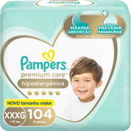 Fralda Pampers Premium Care Tamanho XXXG 104 Unidades