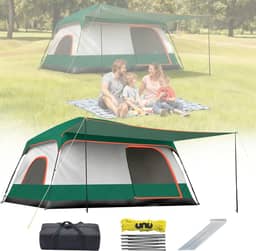 Barraca Camping Família Acampamento para 6-8 Pessoas com Varanda, Tenda Familiar Impermeável com Proteção Solar e Fácil de Transportar, Inclui Bolsa de Armazenamento.