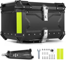 Baú Moto Bauleto 65 Litros Modelo Universal, Bau para Moto de Alumínio, Baú para Moto, Bau Moto Traseiro, Bauleto Impermeável