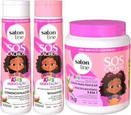 Kit Shampoo Condicionador Creme Pentear Cachos Kids Salon Line