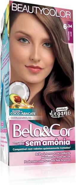 Coloração Bela&Cor Sem Amônia - 6.34 Chocolate Avelã