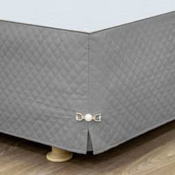 Saia para Cama Box Queen Matelada com Pingente - Cinza (Cinza, Queen)