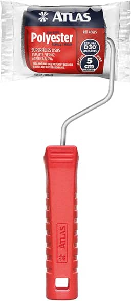 Atlas - Rolo de Pintura de Espuma de 5cm em 100% Poliéster e Com Densidade 30 (kg/m³), Cor Cinza