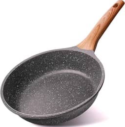 Frigideira Grande Em Cerâmica Cabo De Madeira Fundo Indução Fogão a Gás Elétrico e Indução Saudável Frita Sem Usar Óleo Durável