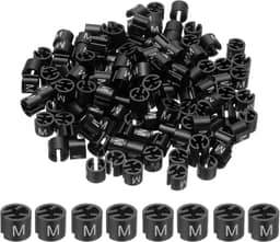 PATIKIL 300 peças de marcadores de cabide de roupas M Fit Rod Garment Size Tag Hanger Clips Round Color Coding Label para roupas, preto