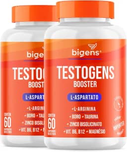 Testogens Booster, L-Aspartato, Boro, Taurina, Zinco Bisglicinato, Magnésio, 60 Cápsulas, Bigens (Kit 2)