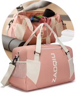 Bolsa de Viagem e Academia Mala de Mão com Área Molhada Compartimento para Tênis Alça Ajustável Ideal para Avião Academia Praia e Fim de Semana (Rosa)
