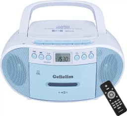 Gelielim Combo De Cd E Toca-Fitas Boombox, Tocadores De Cd Portáteis Boom Box Para Casa Com Bluetooth, Rádio Am Fm, Suporte Para Controle Remoto/Aux/Usb/Fone De Ouvido, Alimentado Por Ca/Bateria, V