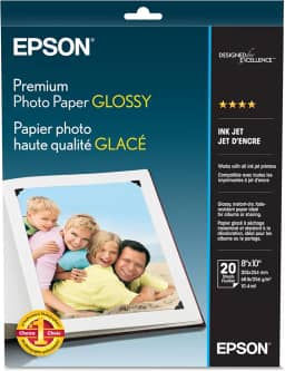 Epson Papel fotográfico premium brilhante (20 x 25 cm, 20 folhas) (S041465), branco