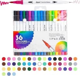 Canetinha 36 cores Canetas Brush Pen Kit Caneta Ponta Fina Dual Canetinhas Coloridas para Desenho Caligrafia Arte e Lettering Marcadores para Colorir Detalhes Estudantes e Adultos