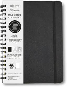Caderno Espiral Clássica Pautado 17x24 Preto