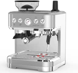 Máquina de café expresso profissional com moedor integrado e espumador de leite, 15 barras de cappuccino e latte, presente para entusiastas de café, mamãe e papai